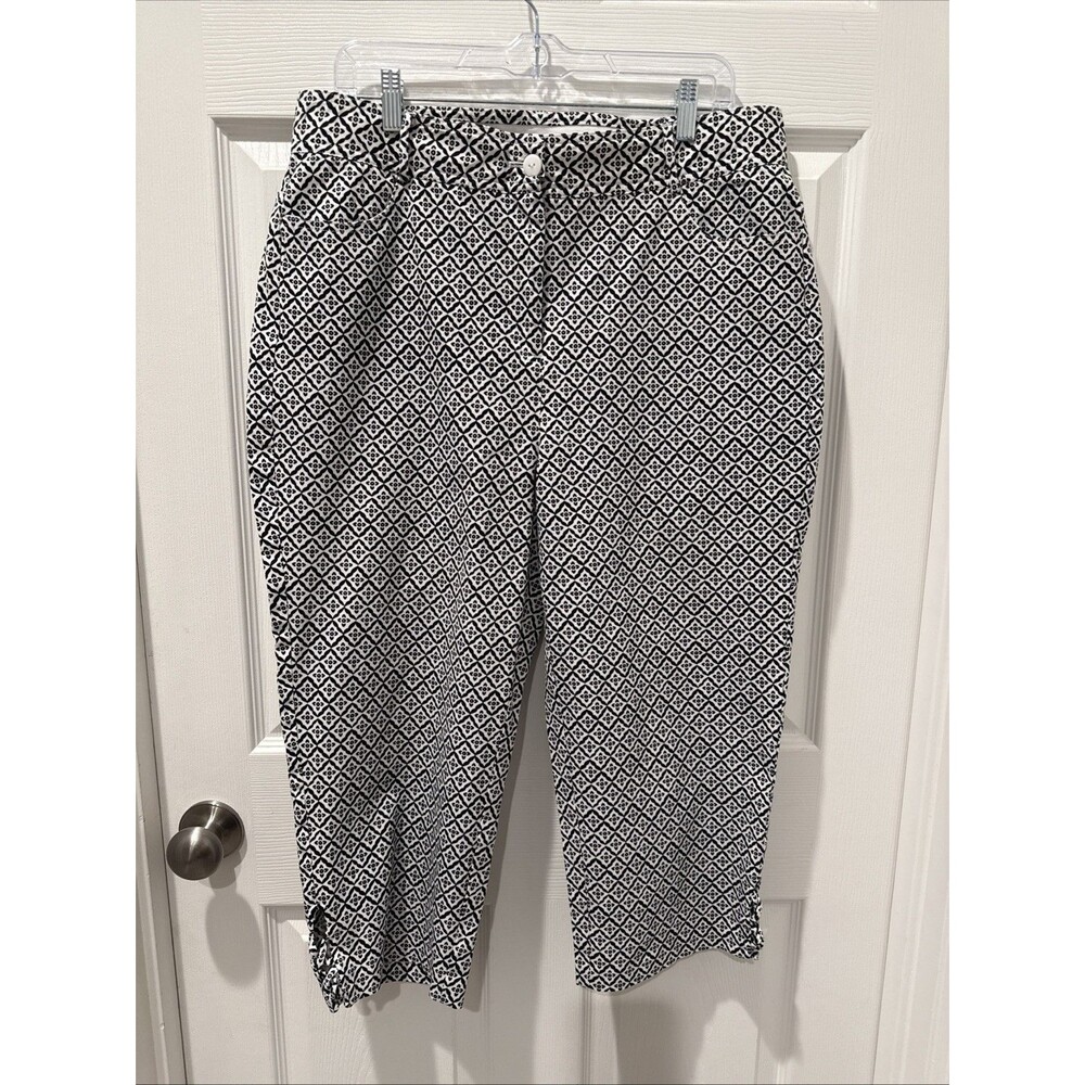 NORM Thompson Women’s Black White Casual Crop Pants Latter Ankle SIZE 16